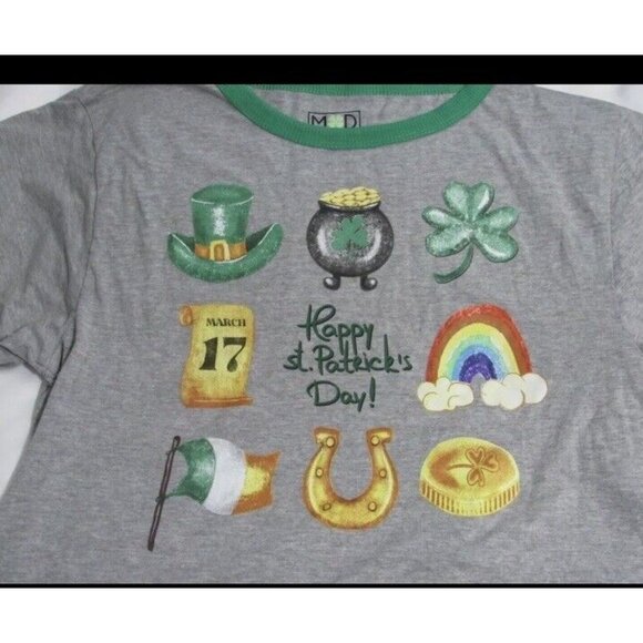 Women's St. Patrick's Day Icons Short Sleeve Graphic T-Shirt - Gray S - Picture 5 of 5